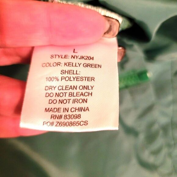 Ci Sono Womens Jacket Green L Cropped Hooded Windbreaker Full Zip - Picture 5 of 6